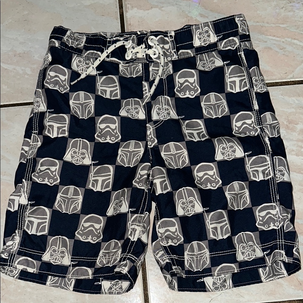 Men's Black Graphic Swim Trunks